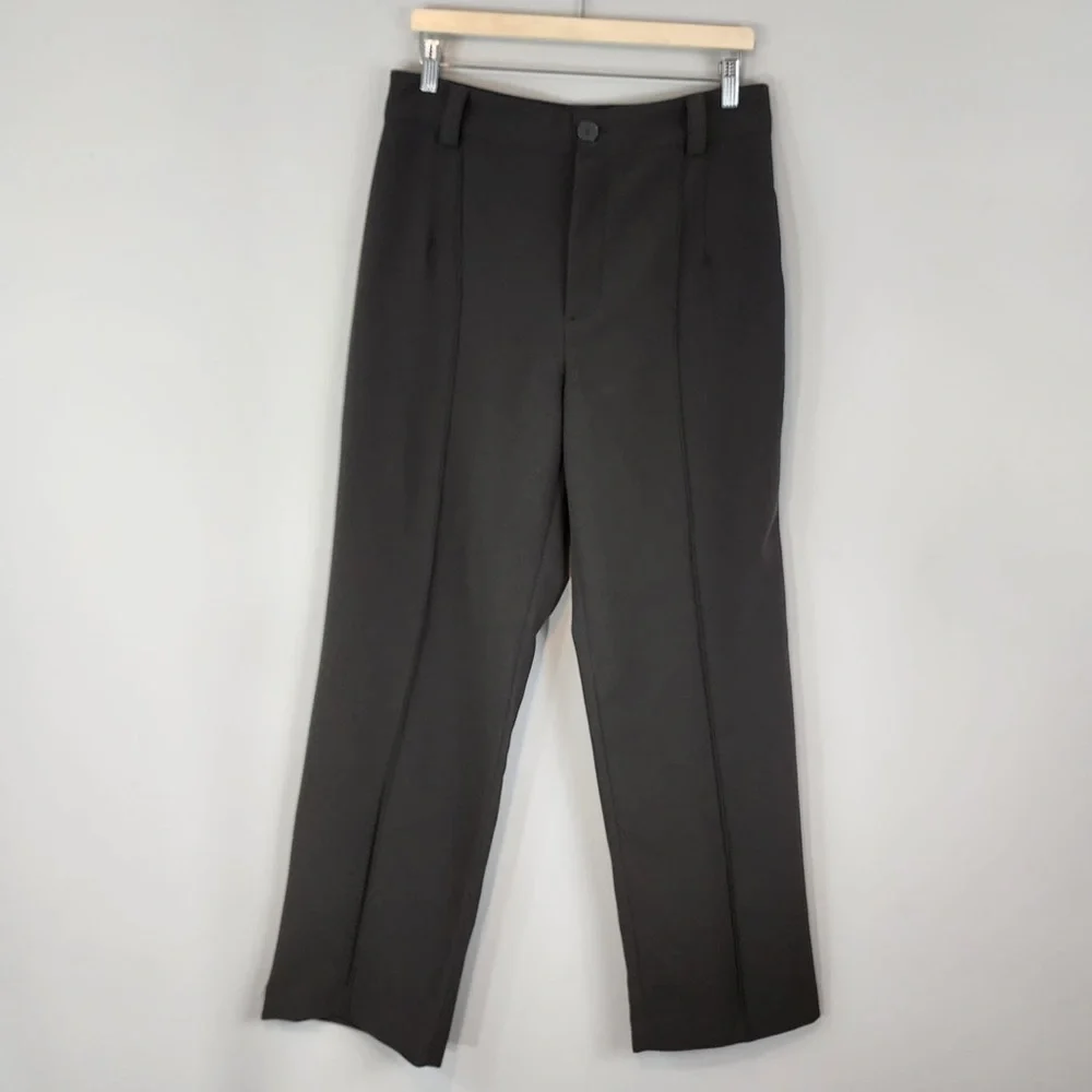 ZARA Francoise Olive Green High Rise Trouser Pants Size Large - Picture 2 of 9
